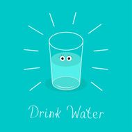 Big shining glass with eyes Drink water Baby Infographic Flat