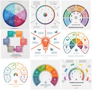 Set 9 templates Infographics cyclic processes six positions N2
