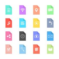 web icons on colored sheets of paper