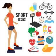 Fitness woman sport infographic icons