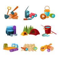 Hiking and Camping Icons Set Vector Illustration N2