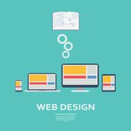 Web design infographics template Responsive webdesign on various smartphone tablet