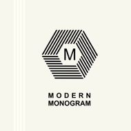 Modern monogram emblem logo Hexagon cube parallel stripes