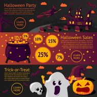 Set of halloween flat banners - Halloween party Sale Trick
