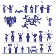 Selfie vector stick figures set Social media icons and symbols