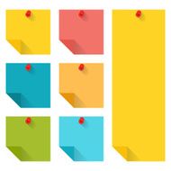 Flat design of colorful pinned sticky notes