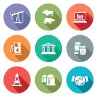 Exchange of gas and oil industry Icons Set Vector Illustration
