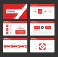 red Multipurpose Infographic elements presentation template flat design set