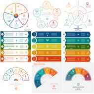 Set templates Infographics cyclic processes on five positions