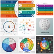 Set templates Infographics cyclic processes on five positions N2