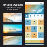 One Page Website Template Different Header Designs with Blurred Backgrounds N6