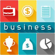 Business and finance concept from flat icons in shape N4