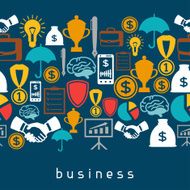 Business and finance seamless pattern from flat icons N3