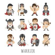 Set of warrior costume characters