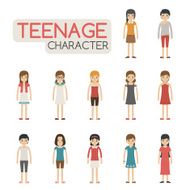 Set of cartoon teenagers characters N2