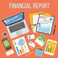Financial report flat illustration concept Top view