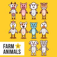 Cute farm animals set