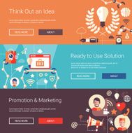 Modern flat design business headers set with icons and infographics N2