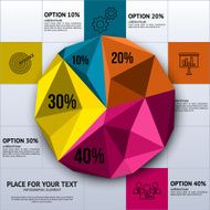 Pie chart in polygon style - business statistics with icons