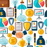 Business and finance seamless pattern from flat icons N5