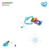 Abstract vector color map of Guernsey with transparent paint effect
