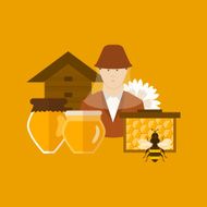 Flat design vector concept illustration with icons of products bee N8
