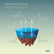 Offshore wind farm infographics template Ecological power plant Turbines on