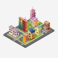 Isometric skyscrapers and office buildings