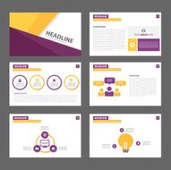 Yellow and purple Multipurpose Presentation Templates set