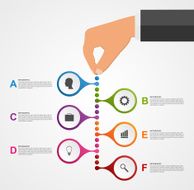 Infographics design template with human hands holding the round blocks N4