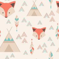 Cute tribal geometric seamless pattern in cartoon style N3