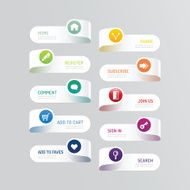 Modern banner button with social icon design options Vector N5