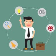 businessman with success and vision concept icons vector illust