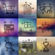 business timeline infographics with blurred background N10