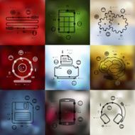 technology timeline infographics with blurred background N8