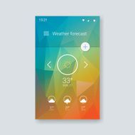 Material design user interface Weather forecast application screen Low poly