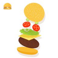 Hamburger sandwich ingredients structure setup food icon symbol vector illustration