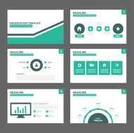 Black and green multipurpose presentation Templates flat design set