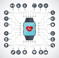 Fitness app on the screen of smart watch