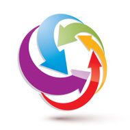 Looping arrows vector abstract symbol conceptual 3d icon N3