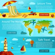 Set of summer travel and leisure banners Vector