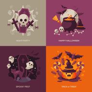 Set of Halloween Concepts Vector Illustration