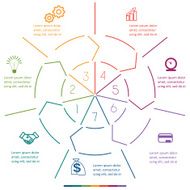 Infographic circle colourful lines seven positions