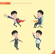 Set of drawing flat character style business office worker activities N55