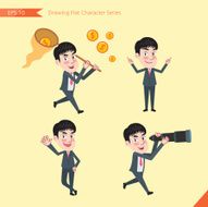 Set of drawing flat character style business worker activities