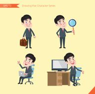 Set of drawing flat character style business office worker activities N56