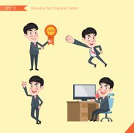 Set of drawing flat character style business concept worker activities N4