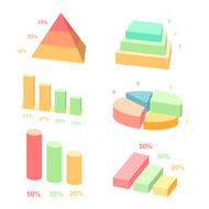 Isometric 3d vector charts layers graphs and pyramid diagram Infographic