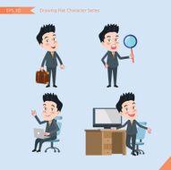 Set of drawing flat character style business office worker activities N59