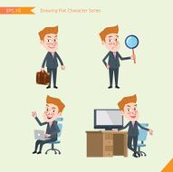 Set of drawing flat character style business office worker activities N61